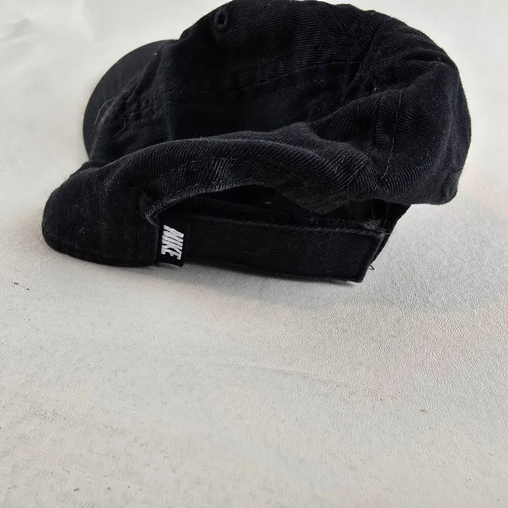 Nike Hat Infant Black Adjustable Swoosh Logo Cotton Baby Cap Hook Loop Sporty Ge
